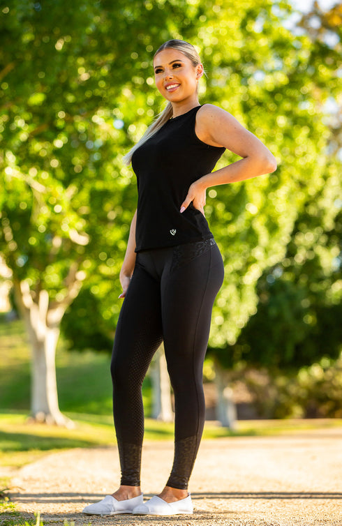 Youth Performance Riding Tights - Black Cat